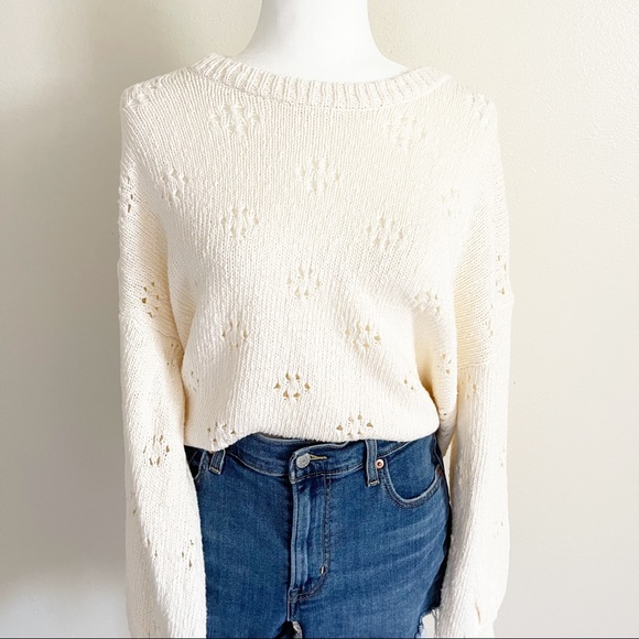 Madewell Sweaters - Madewell Cream Open Knit Balloon Sleeve Sweater M
